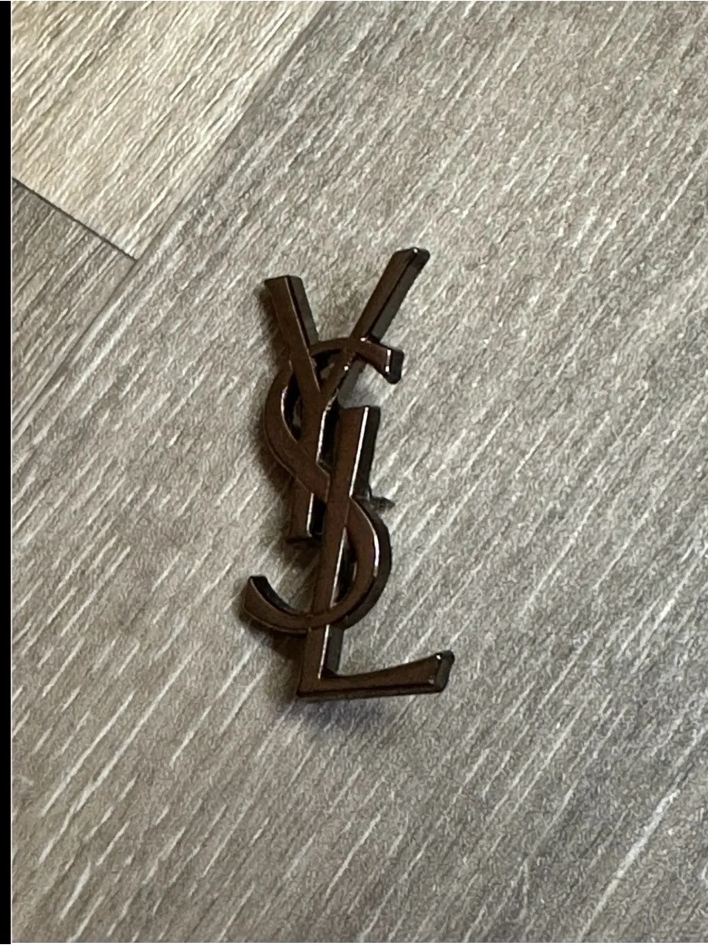 YSL (Yves St Laurent) Vintage Monogram Lapel or Scarf Pin in Dark Grey/Black
